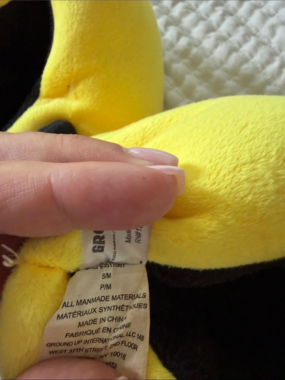 Pikachu Plush Character Slippers - Bright Yellow